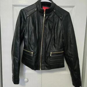 Guess Los Angeles Faux Leather Jacket Size small black